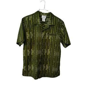 Irvine Park Abstract Camp Shirt - Green Short Sleeve Button Up - M